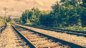 Train Tracks Through City