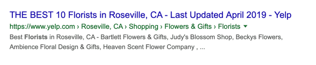 Yelp Best Listings Result in Google Search