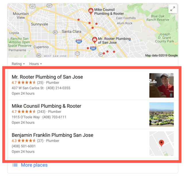 Google Search 3-Pack Map