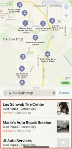 Apple Maps business search result.