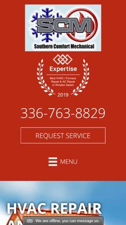 Local business website on a vertical smartphone.