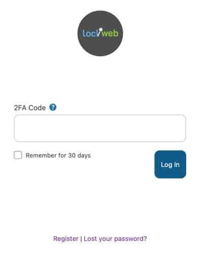 Loclweb 2FA Code Authentication Prompt