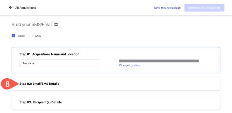 Move onto step 2 of setting up the review acquisition campaign.