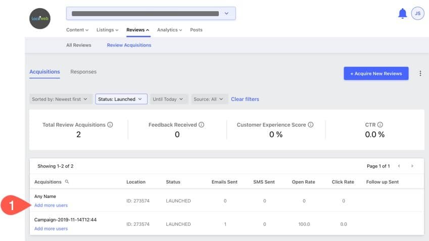 Add more users to a review acquisition.