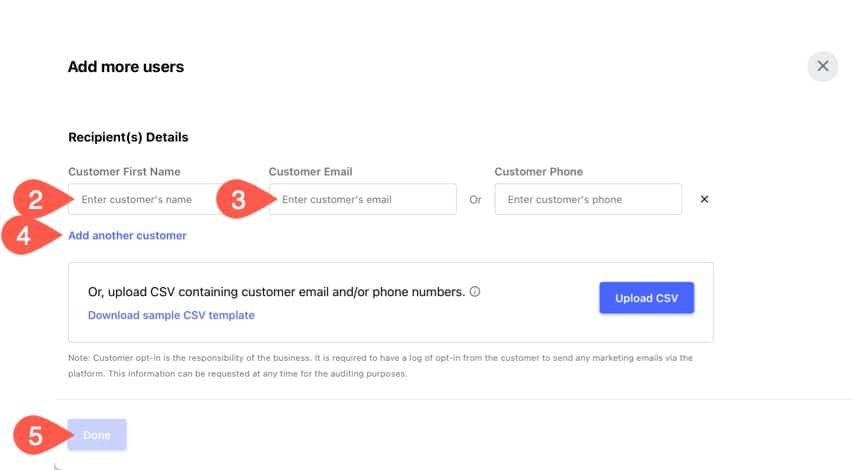 Fill out all the fields for adding more users.