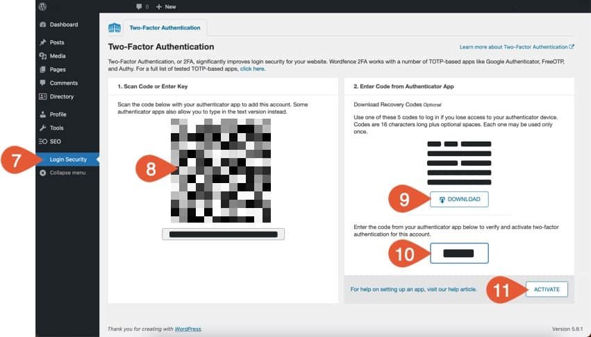 Enable two-factor authentication in your Loclweb website.