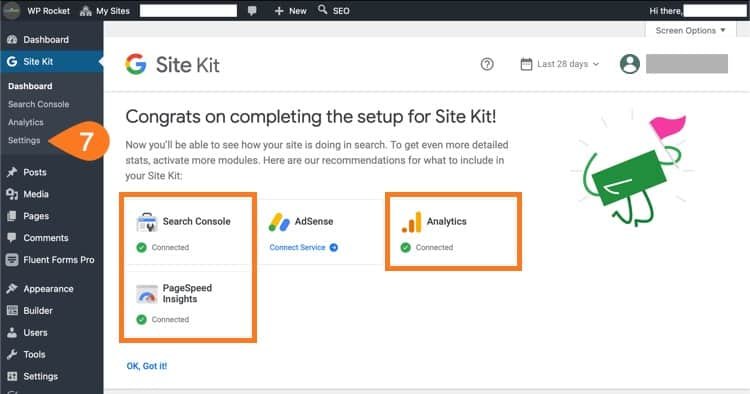 Google Site Kit Setup on Loclweb settings.