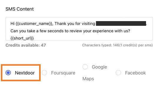 Loclmark review generation campaign - selecting new review site for SMS campaign