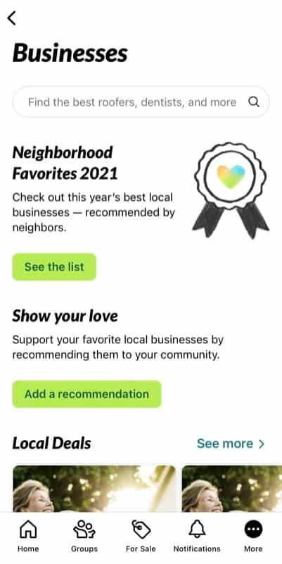 Nextdoor Businesses Neighborhood Favorites