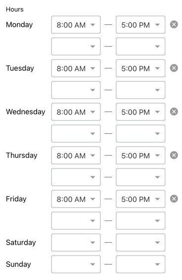 Nextdoor business page hours.