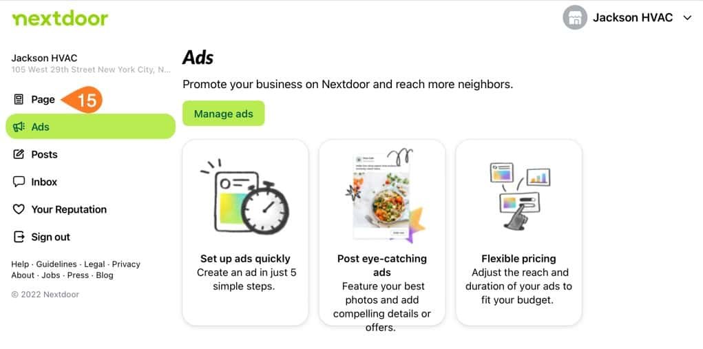 Nextdoor Business management.