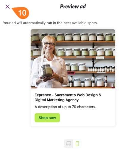 Nextdoor ad setup preview mobile view.