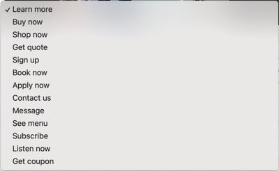 Nextdoor ads call to action options for website traffic ad.