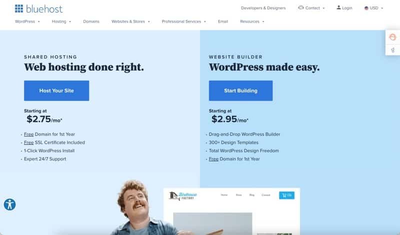 Bluehost Homepage